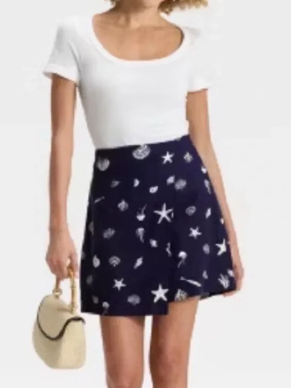 NEW A New Day Women's Linen Blend Skort Navy Print Size 12 - Picture 2 of 11